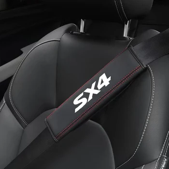 1 adet Yüksek Kaliteli Deri Araba Emniyet Kemeri emniyet kapağı Omuz Askısı Pedi Suzuki SX4 Sürücü Omuz Koruyucu Aksesuarları