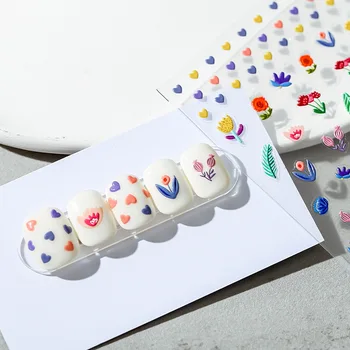 1 sayfalık Kabartmalı Papatya Tırnak Sanat Çıkartmalar Yaz Çiçek Yapışkanlı Çıkartmalar Tasarım Sticker Çıkartmaları Tırnak sanat dekoru