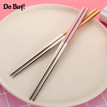 1 Çift Çin Çubuklarını paslanmaz çelik çubuklar Çelik Mutfak Sofra Suşi Kullanımlık Çubuklarını Yemek Takımı