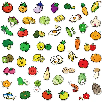 10/30/50 / ADET Karikatür Meyve ve Sebze Gurme Doodle Çıkartmalar Buzdolabı Bavul Kaykay Dizüstü Toptan
