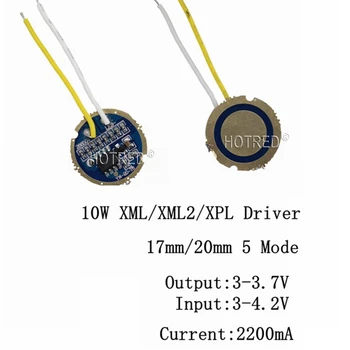 10 adet cree xml led xml2 led T6 U2 sürücü 17mm 20mm 2.7-4.2 V 2A 5 Modlu LED Sürücü CREE XML LED Verici
