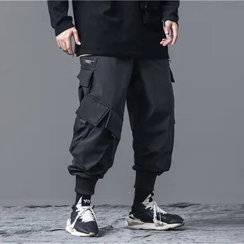 11 BYBB'S KOYU Hip Hop Kış Polar harem pantolon Erkekler Streetwear Joggers Yüksek Sokak Cepler Erkek Streetwear Siyah Harajuku WB029