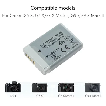 1250mAh NB-13L NB13L NB 13L Pil + LED USB şarj aleti Canon G7 X Mark II G7X G5 X G5X G9 X G9X SX620 SX720 HS Piller