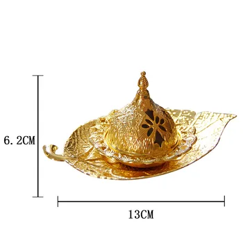 13CM مبررة küçük altın metal el Orta Doğu Arap tütsü brülör Avrupa tarzı yaprak tepsisi aromaterapi brülör