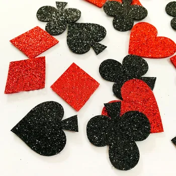 200 adet Casino Tema Parti Dekor Poker Glitter Konfeti 1.5 cm Kırmızı Siyah Konfeti Las Vegas oyun kartı Temalı Dekor DIY Süs