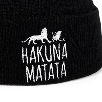 2019 yeni HAKUNA MATATA şapka Erkekler kadınlar kış şapka moda nakış Hip-Hop Rahat Kaflı Kasketleri Bonnet