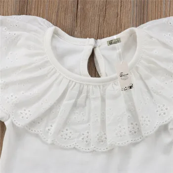 2019 Yeni Uzun Kollu Toddler Bebek Kız Dantel Bodysuit Tulum Kıyafetler Giysileri Bebek Kız Giysileri sıfır yaka bebek Yaka
