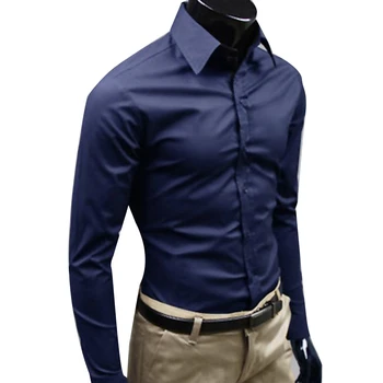 2020 Üst İş Beyefendi Vahşi Gömlek Üst (M-5XL) ince Pamuklu Artı Boyutu Gömlek erkek Saf Renk Uzun Kollu Moda Tasarım Gömlek