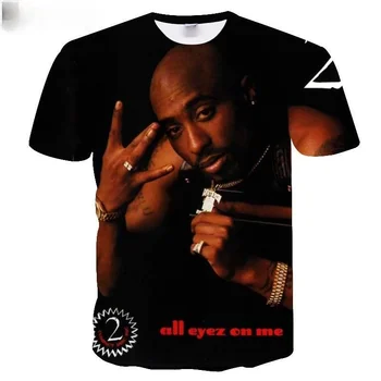 2021 Yeni T Shirt Bana Harajuku Tarzı T-shirt Kadın / Erkek Tupac 2pac 3d T Shirt Karakter Baskı Hip Hop Tees Tops Boyutu Damla Nakliye