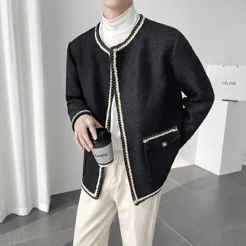 2022 erkek Yuvarlak Boyun Streetwear Ceketler Yüksek Kaliteli Rahat Siyah / beyaz Renk Mont Moda Trendi Gevşek Giyim Boyutu M-2XL