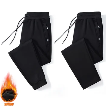 2022 Kış Siyah Gri Artı Kadife pantolon Sweatpants Streetwear Joggers Spor Boy 5XL 6XL Harajuku Pantolon Erkek Moda