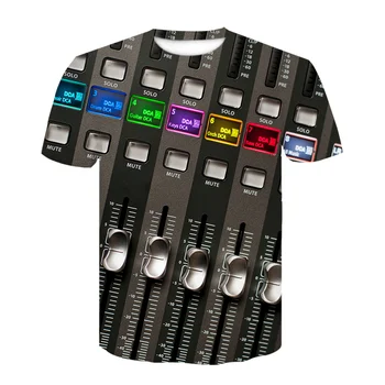 2022 Rock Müzik Gitar 3D Gömlek Yaz Erkek / Kadın T Shirt Moda T - shirt Casual Tee Gömlek / Streetwear Erkek Giysileri Büyük Boy