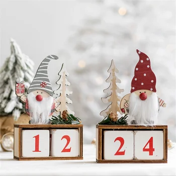 2022 Yeni Yıl Noel Geri Sayım Ahşap Takvim Dekorasyon Navidad Natal Noel 2021 Noel Süslemeleri Ev için Noel Kerst