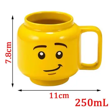 250ml Kahve Fincanları Seramik Yaratıcı Gülümseme Sevimli Kupalar Çay Seyahat Ev Kahvaltı Karikatür Komik İfade Sarı Süt Su Bardağı