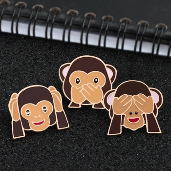 3 Adet / takım Karikatür Broş Kapak Göz Ağız Maymun Emaye Pin Komik Çocuklar Sırt Çantası Metal Rozeti Moda Ceketler Yaka İğneler Takı