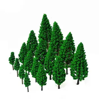 30 adet DIY Ölçekli Malzemeler Demiryolu Dekor Bina Düzeni Yapay sedir ağacı Minyatür Model Yeşil Manzara Sahne Modeli