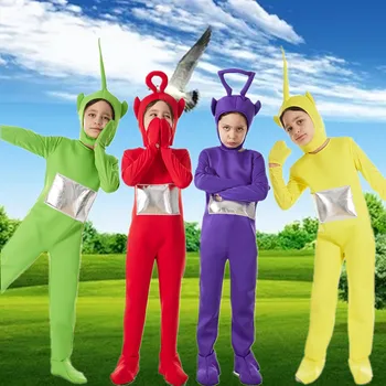 4 Renk Teletubbies Cosplay Çocuklar için Komik Tinky Winky Anime Dipsy Laa-Laa Po çocuk Günü Karnaval Giysileri Kampüs Kostüm