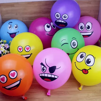 40 adet Sevimli Baskılı Büyük Gözler Gülen Yüz Lateks Balonlar Mutlu Doğum Günü Partisi Dekorasyon Şişme hava balonları Çocuklar için Hediye