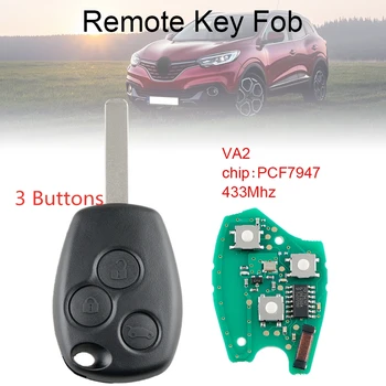 433 Mhz 2/3 Düğmeler Araba Uzaktan Anahtar ile PCF7947 Çip ve VA2 Bıçak Renault için Fit / Clio / Scenic / Kangoo / Megane diğer