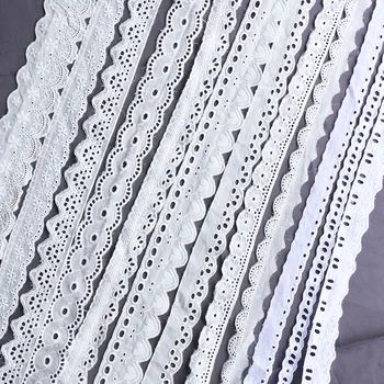 5yard 2-8cm Beyaz pamuk nakış çiçek dantel yaka Kumaş Dikiş Aplike DIY şerit trim gelin kumaş elbise dekor