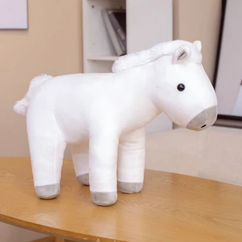 60/80cm Kawaii Oturan At peluş oyuncak Yumuşak Sevimli Hayvan Yastık Minder Bebek Çocuk Kız doğum günü hediyesi Ev Dekorasyon