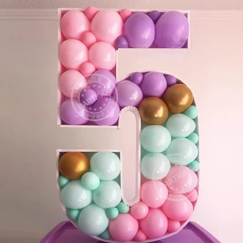 73cm Boş Dev Numarası 1 2 3 4 5 Balon Dolum Kutusu Mozaik Çerçeve Balonlar Standı Çocuklar Yetişkinler Doğum Günü Yıldönümü Partisi Dekor