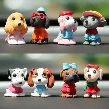 8 adet Mini Köpek Araba Dashboard Oyuncaklar Bebekler Rakamlar Araba Dekorasyon Oto Aksesuarları Karikatür Köpek Çocuklar İçin Sevimli Hediyeler Araba Süsleri