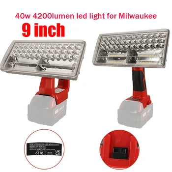 9 inç 40W LED Lamba Milwaukee M & 18 18V li-ion pil Kapalı açık LED çalışma lambası Spot El Feneri USB