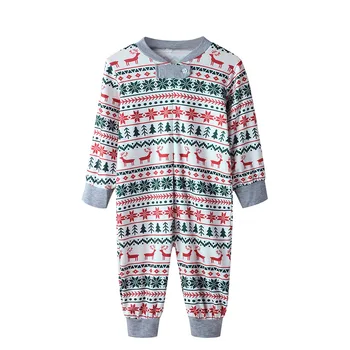 Aile Ebeveyn-çocuk Giyim Ev Pijama Seti Noel Takım Elbise Sonbahar Çizgili Elbise Bebek Tulum Pijama Noel aile pijamaları