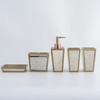 Altın Lüks Reçine Banyo Seti Avrupa Tarzı Retro Diş Fırçası Tutucu Bardak Sabunluk Banyo Takımı
