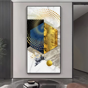 Altın Soyut duvar sanatı tuval yağlıboya İskandinav Siyah Mermer Doku Posteri Ve Baskılar Resim Modern Oturma Odası Ev Dekor İçin