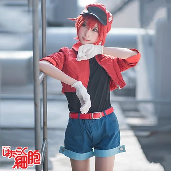 Anime Hücreleri İş Yerinde Eritrositler Cosplay Kostüm Kırmızı Kan Cosplay Hataraku Saibou 8in1 Tam Set Kadınlar İçin Cadılar Bayramı Kostümleri