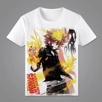 Anime Katekyo Hitman Reborn T-shirt Sawada Tsunayoshi Cosplay Tees Kadın Erkek Kısa Kollu T Gömlek