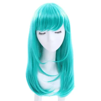 Anime Peruk 65 Cm Yeşil Kıvırcık Saç Sentetik Cadılar Bayramı süslü elbise Parti ısıya dayanıklı iplik Kostüm Partisi Peruk + Ücretsiz Peruk Şapka
