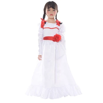 Annabelle Beyaz Tam Kollu Elbise Cosplay Kostümleri Kadınlar ıçin Cadılar Bayramı Çocuk Yetişkin Giysileri Vestidos De Fiesta Disfraz Femme Mujer
