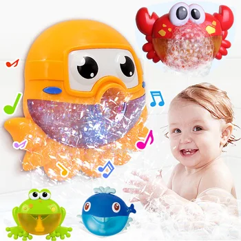Bebek Banyo Oyuncakları Kabarcık Makinesi Yengeç Kurbağa Müzik Çocuk Banyo Oyuncak Küvet Sabun Otomatik Kabarcık Makinesi Bebek Banyo Oyuncak Çocuklar için