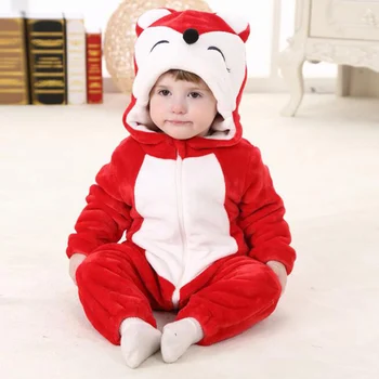 Bebek Panda Tilki Kigurumi Pijama Yenidoğan Bebek Romper Hayvan Onesie Cosplay Kostüm Kıyafet Kapşonlu Tulum Kış Bahar Takım Elbise
