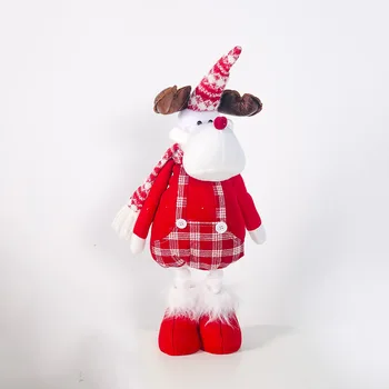 Büyük Boy Noel Bebek Geri Çekilebilir Noel Baba / Kardan Adam Oyuncaklar Noel Figürleri noel hediyesi Çocuklar için Kırmızı Noel Ağacı Süsleme