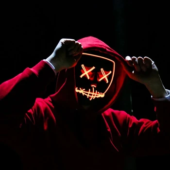 Cadılar bayramı Cosmask Neon Maske Led Maske Maske Masquerade Parti Maskeleri hafif parlamalı Karanlık Komik Maskeler Cosplay Kostüm Malzemeleri