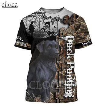 CLOOCL Erkek T-shirt Güzel Labrador Avcılık Ördek 3D Desen Tee Gömlek Kadın Kısa Kollu Unisex Casual Streetwear Erkek Üstleri