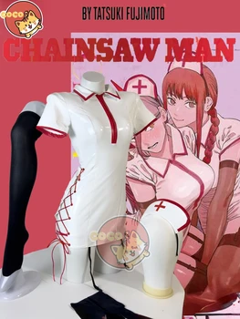 CoCos-S Anime Testere Adam Makima Hemşire Kıyafeti Seksi Cosplay Anime Cos Testere Adam Cosplay Makima Kostüm Cosplay Peruk