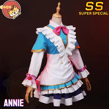 CoCos-SS Oyun LOL Cafe Cuties Annie Cosplay Kostüm Oyunu Çünkü League of Legends Cosplay Cafe Cuties Annie Hizmetçi Kostüm ve Peruk