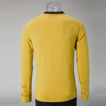 Cosplay Yıldız TOS Orijinal Serisi Treks Kirk Gömlek Üniforma Kostüm Cadılar Bayramı Sarı Kostüm