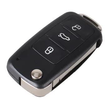 Dandkey YENİ 3 Düğme Çevirme Fob Uzaktan Katlanır Anahtar Kabuk VW VOLKSWAGEN Tiguan Golf Sagitar Polo MK6 Kesilmemiş Bıçak Fob Anahtar kutu