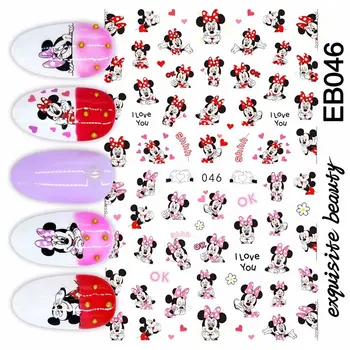 Disney 3D Tırnak Sticker EB064 Siyah Mickey Mouse Tırnak Sanat Çıkartması Tırnak Sanat Dekorasyon için