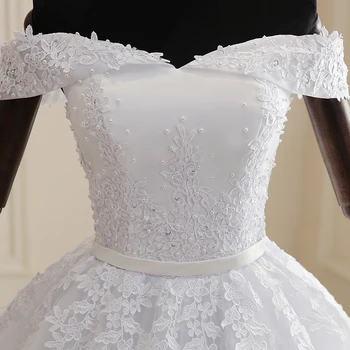 Düğün elbisesi 2022 Zarif Tekne Boyun Balo Kapalı Omuz Prenses Lüks Dantel Nakış düğün elbisesi es