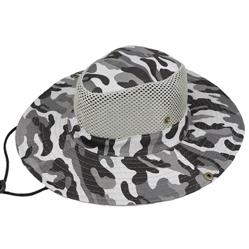 Erkek Kadın Yaz Flanş Geniş Ağız Nefes Örgü Seyahat Güneş Koruyucu Spor balıkçılık şapkası Kamuflaj Katlanabilir Güneş Balıkçı Şapka W63