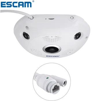 ESCAM Balıkgözü Kamera Desteği VR Kutusu QP180 960 P ip kablosuz kamera 1.3 MP 360 Derece Panoramik Kızılötesi Gece Görüş Kamera