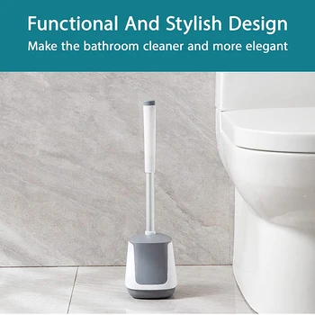 Eyliden Tuvalet Fırçası ve Tutucu Silikon Kıllar TPR Tuvalet Fırçaları Cımbız kapaklı Zemin Banyo Temizleme Araçları Seti