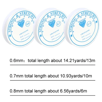 Fenrry 0.6-0.8 mm Elastik Kristal Hattı Güçlü Şeffaf Streç Boncuk Dize Kordon DIY Takı Yapımı için Boncuklu Aksesuarları